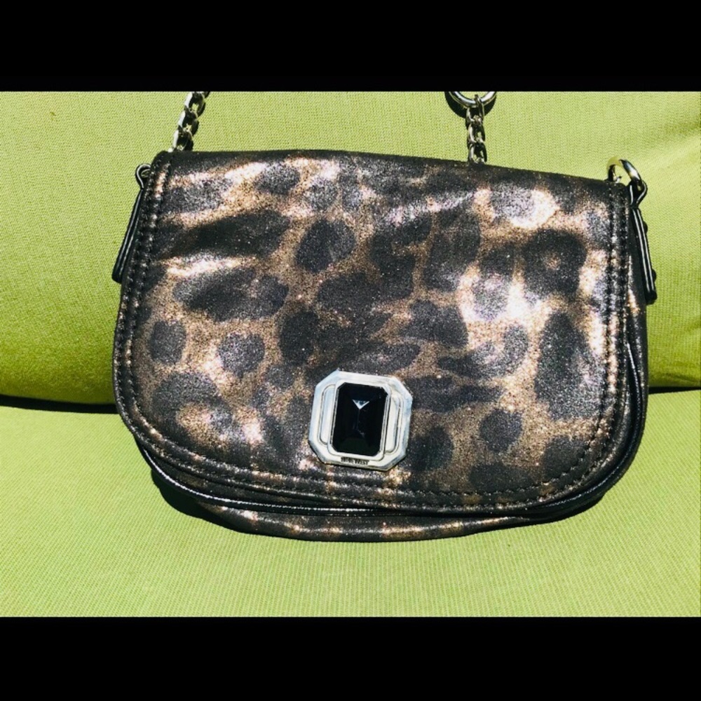 Nine West leopard print metallic crossbody purse